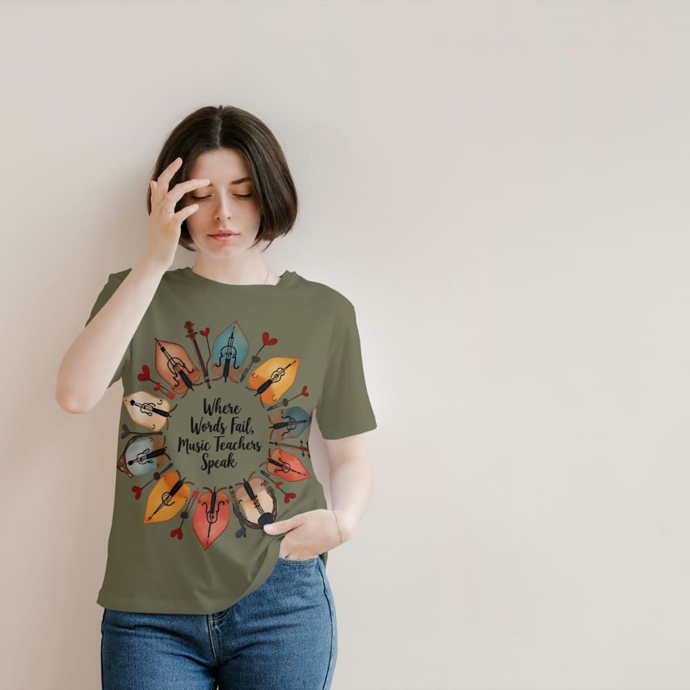 String Instrument Wreath Shirt – Eco-Friendly Music Lover Gift – Violin, Cello, Double Bass Leaf Design – Organic Cotton Apparel