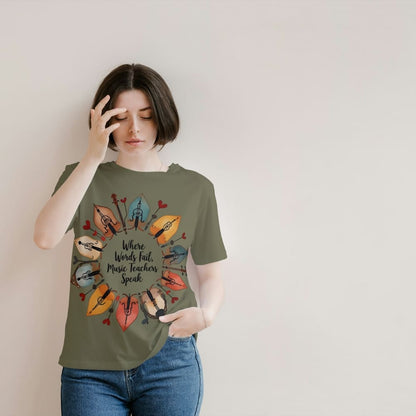 String Instrument Wreath Shirt – Eco-Friendly Music Lover Gift – Violin, Cello, Double Bass Leaf Design – Organic Cotton Apparel