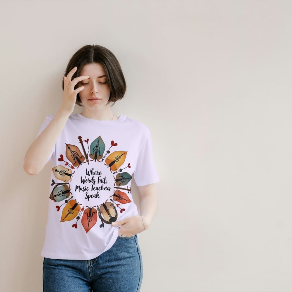 String Instrument Wreath Shirt – Eco-Friendly Music Lover Gift – Violin, Cello, Double Bass Leaf Design – Organic Cotton Apparel