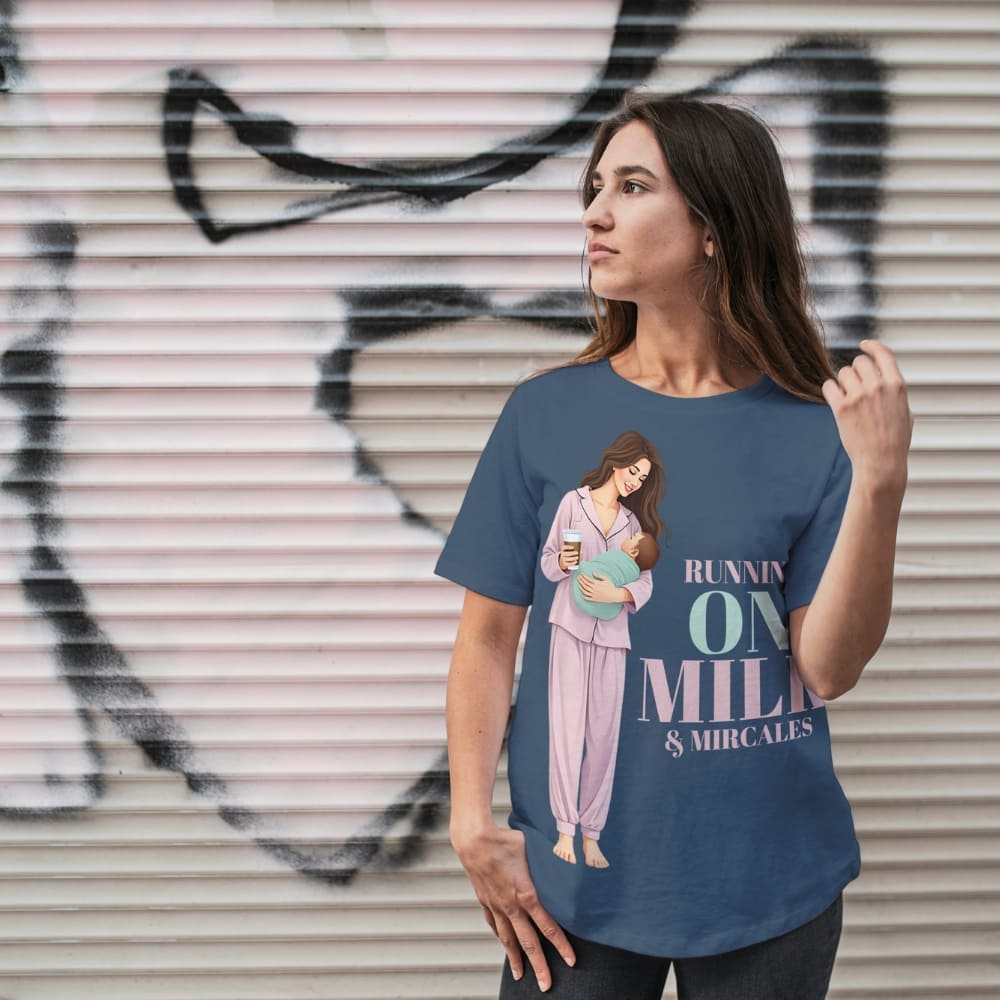 Running on Milk & Miracles T-Shirt – New Mom Gift – Garment-Dyed Cotton Tee