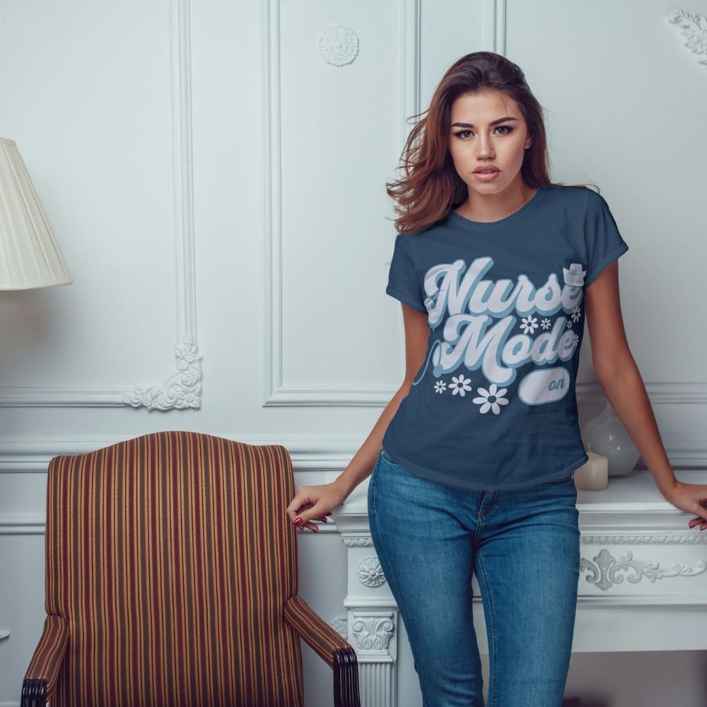Nurse Mode On T-Shirt – Cute Pastel Nurse Tee – Garment-Dyed Cotton Shirt