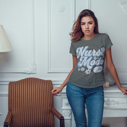 Nurse Mode On T-Shirt – Cute Pastel Nurse Tee – Garment-Dyed Cotton Shirt