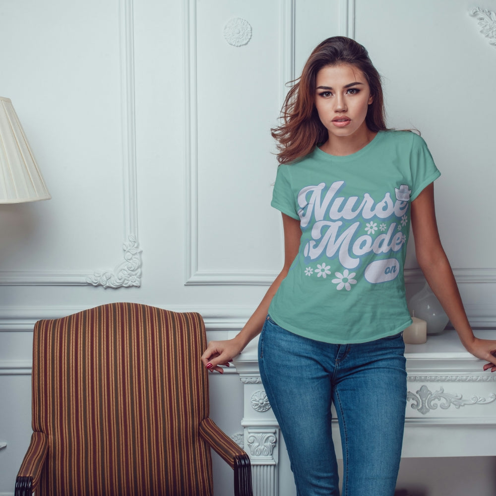 Nurse Mode On T-Shirt – Cute Pastel Nurse Tee – Garment-Dyed Cotton Shirt