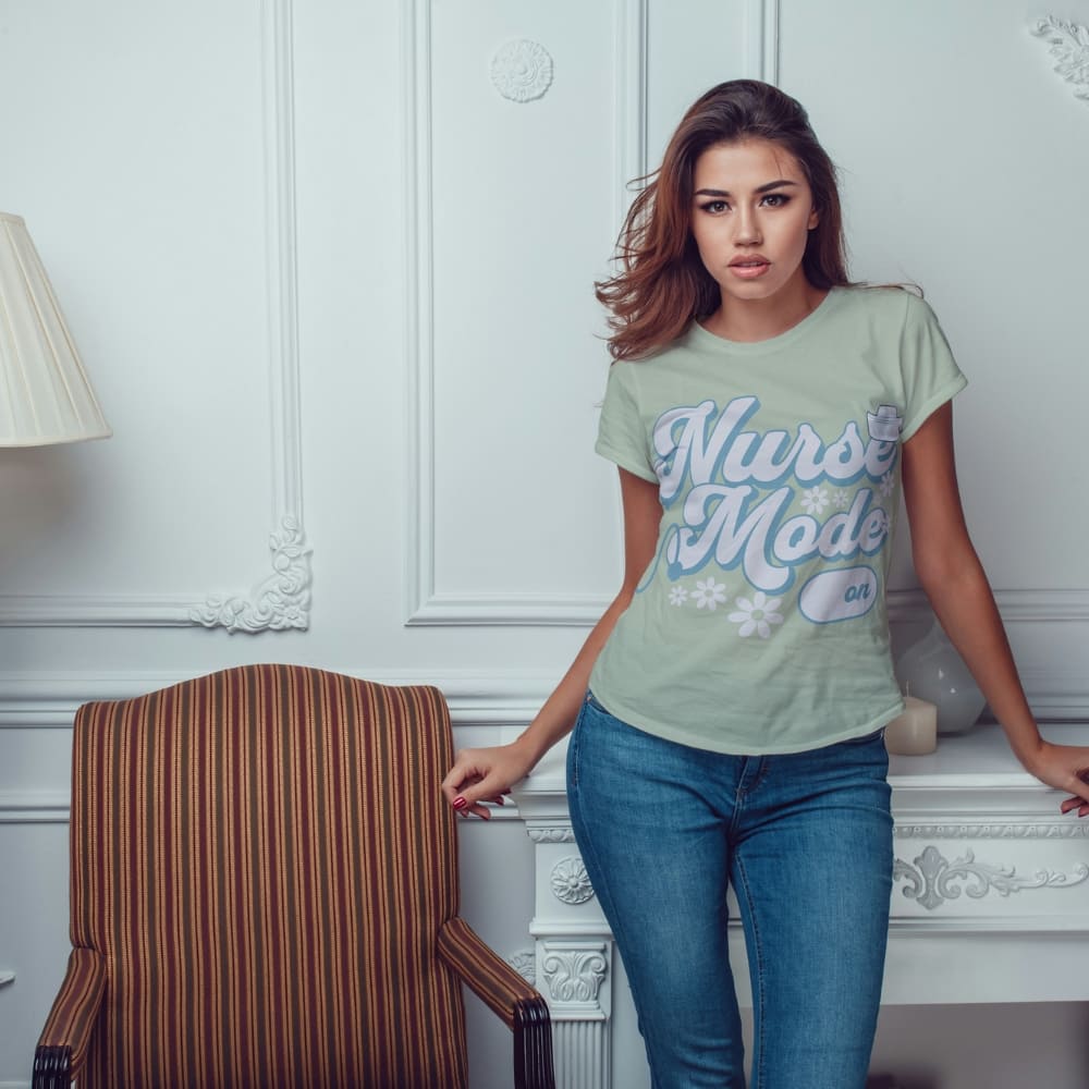 Nurse Mode On T-Shirt – Cute Pastel Nurse Tee – Garment-Dyed Cotton Shirt
