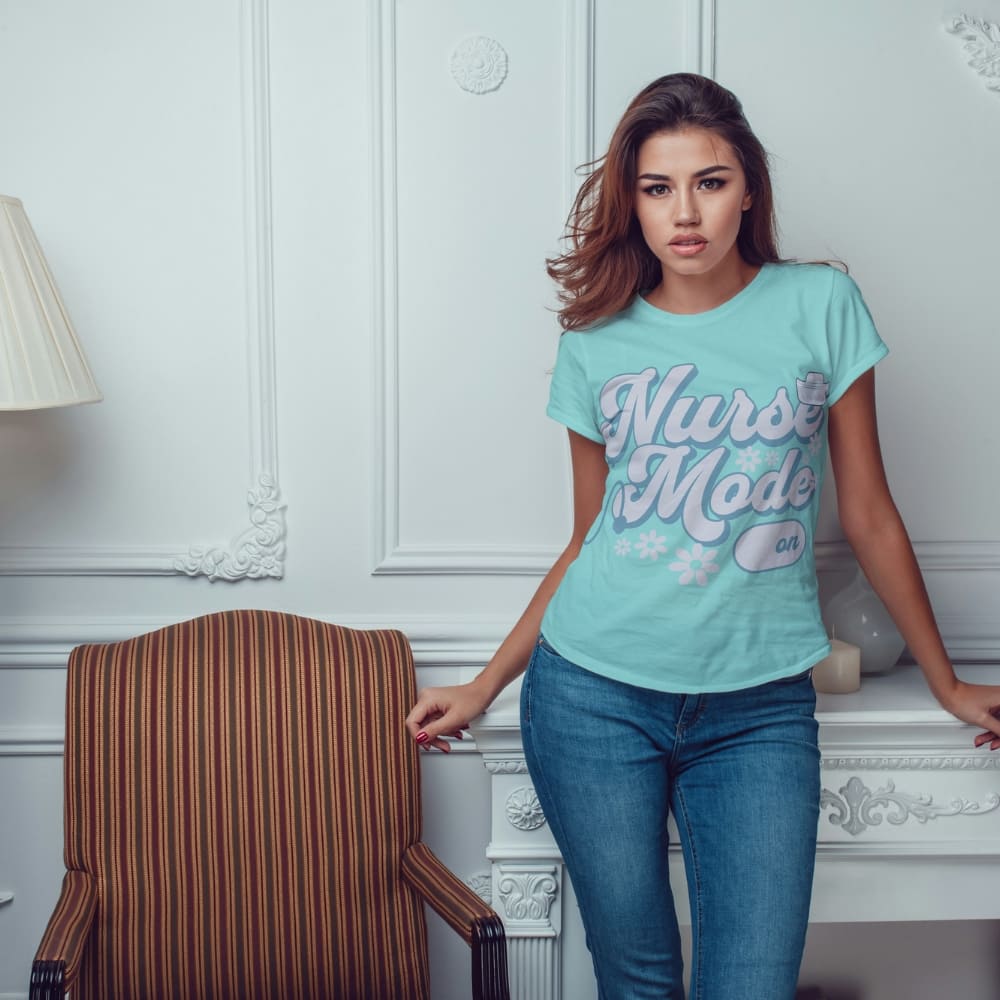 Nurse Mode On T-Shirt – Cute Pastel Nurse Tee – Garment-Dyed Cotton Shirt