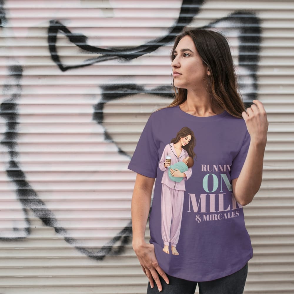Running on Milk & Miracles T-Shirt – New Mom Gift – Garment-Dyed Cotton Tee
