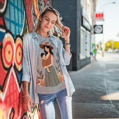 Botanical Babywearing Mom T-Shirt – Earth Tone Heavyweight Cotton Tee