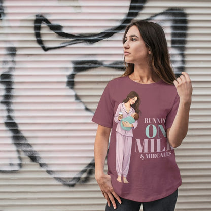 Running on Milk & Miracles T-Shirt – New Mom Gift – Garment-Dyed Cotton Tee