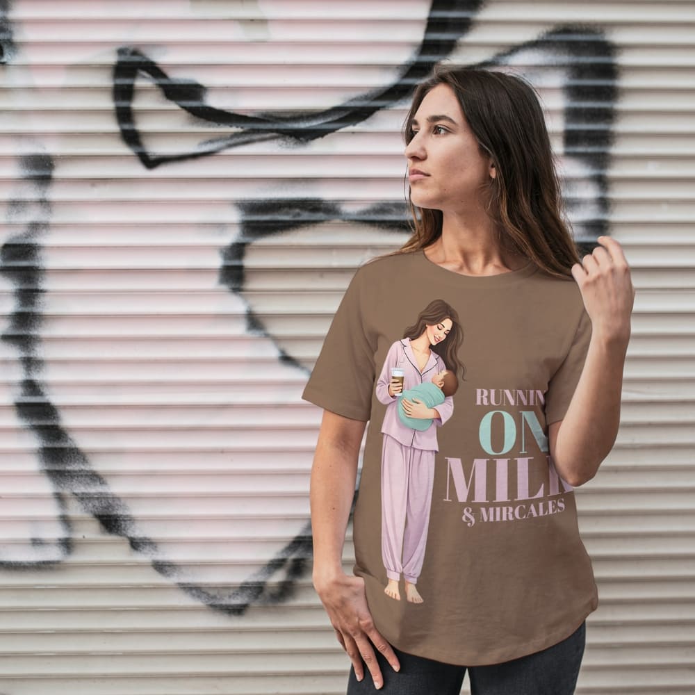 Running on Milk & Miracles T-Shirt – New Mom Gift – Garment-Dyed Cotton Tee