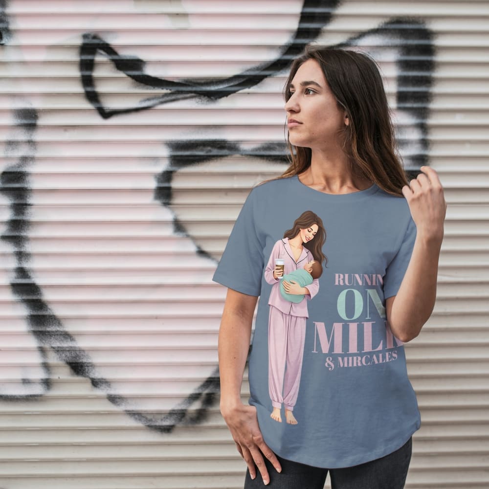 Running on Milk & Miracles T-Shirt – New Mom Gift – Garment-Dyed Cotton Tee