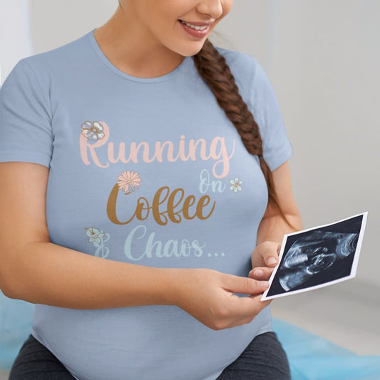 Running On Coffee & Chaos Garment-Dyed T-Shirt | Funny Mom Life Cotton Tee | Gift for Busy Moms