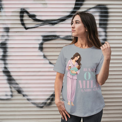 Running on Milk & Miracles T-Shirt – New Mom Gift – Garment-Dyed Cotton Tee