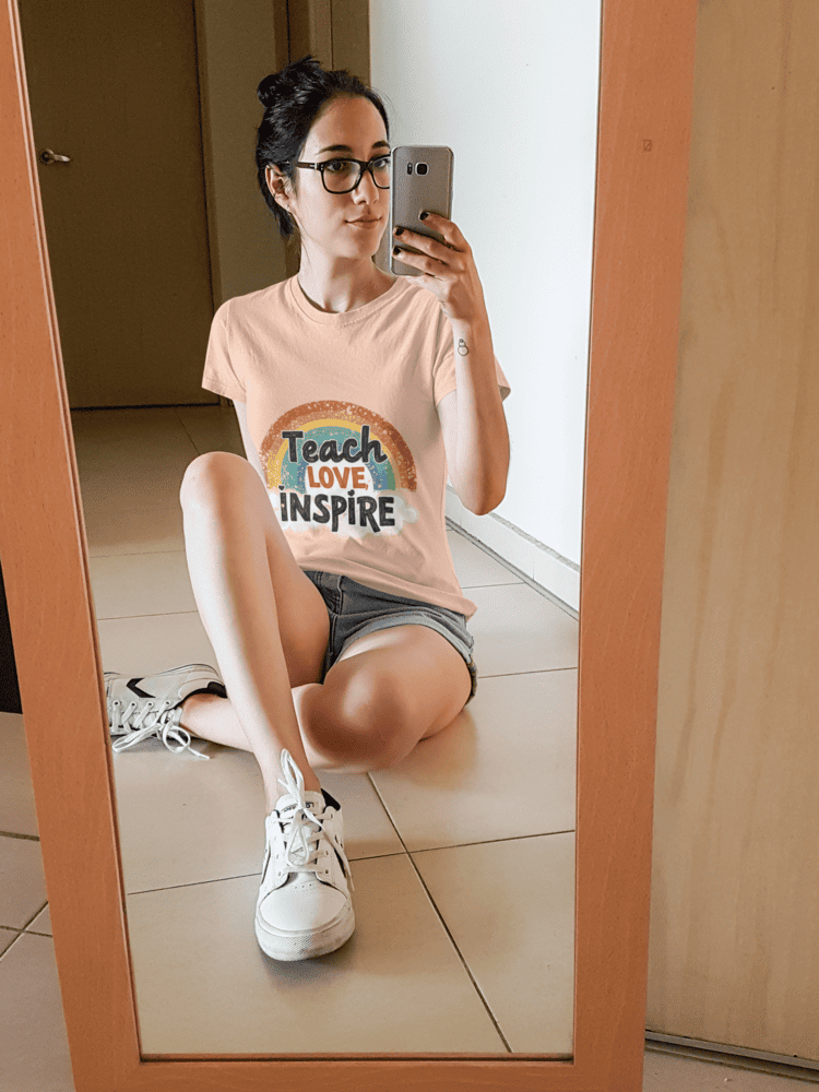 Teach Love Inspire Rainbow T-Shirt – Organic Cotton Eco-Friendly Tee for Teachers & Educators