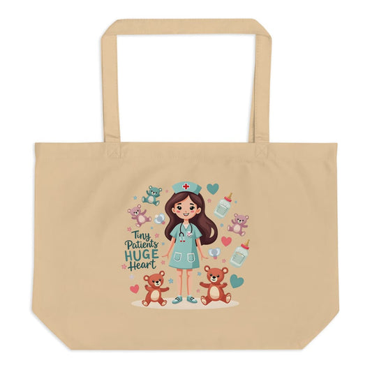 Tiny Patients Huge Heart – Pediatric Nurse Large Organic Tote Bag