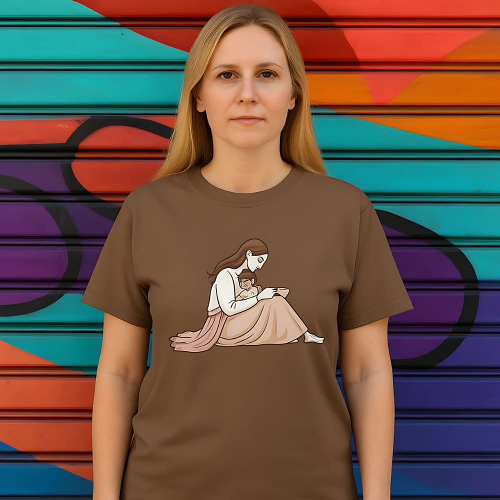 Peacaeful Mom and Child Coffee T-Shirt – Garment-Dyed Cotton Comfort