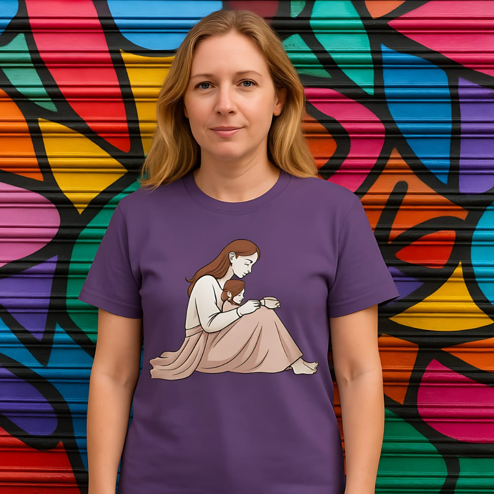 Peacaeful Mom and Child Coffee T-Shirt – Garment-Dyed Cotton Comfort