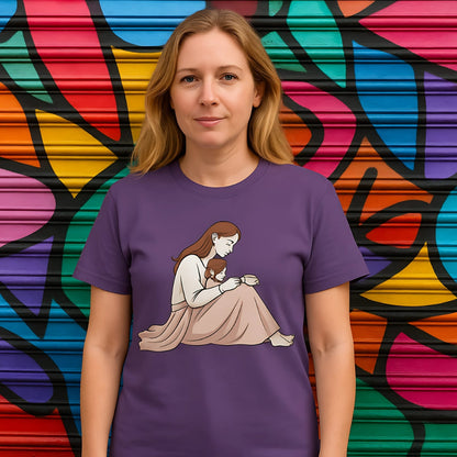 Peacaeful Mom and Child Coffee T-Shirt – Garment-Dyed Cotton Comfort