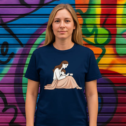 Peacaeful Mom and Child Coffee T-Shirt – Garment-Dyed Cotton Comfort