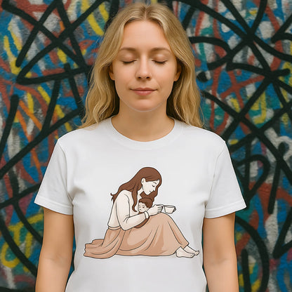 Peaceful Mom and Child Coffee T-Shirt – Garment-Dyed Cotton Comfort