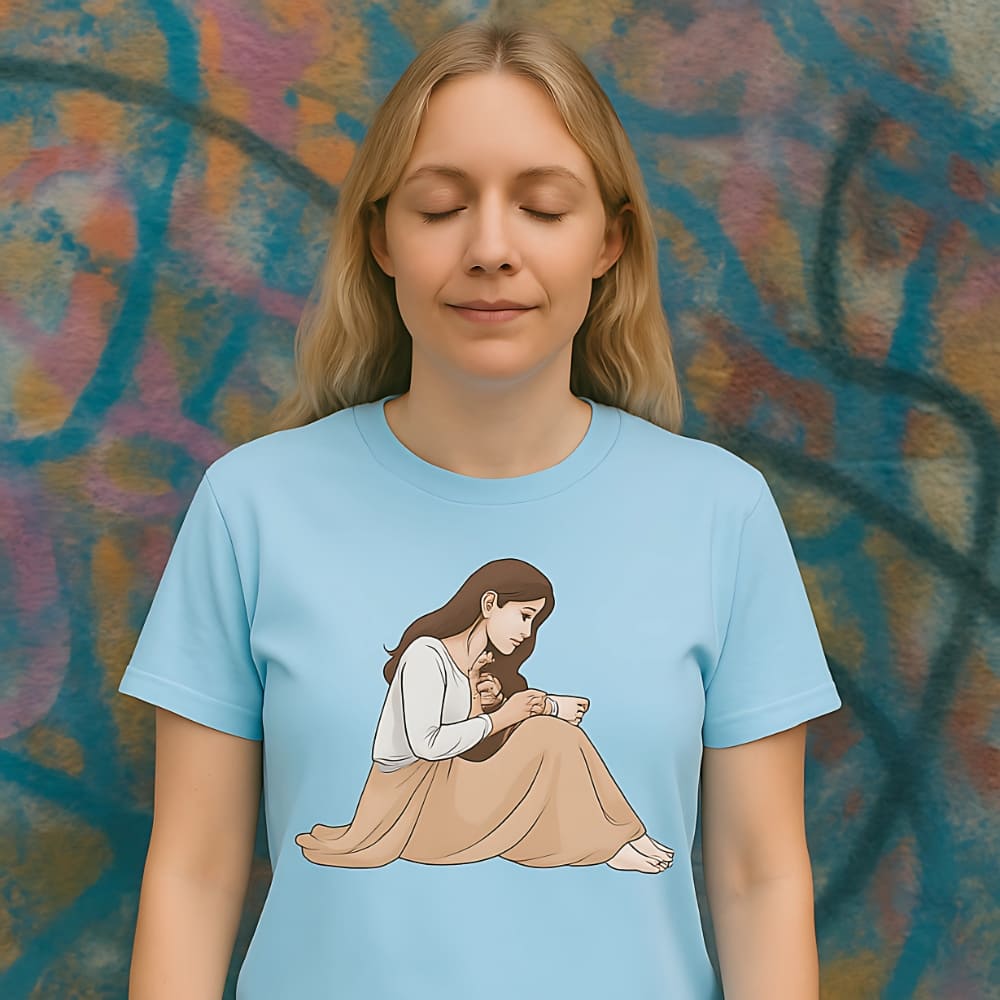 Peaceful Mom and Child Coffee T-Shirt – Garment-Dyed Cotton Comfort
