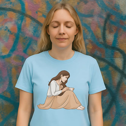 Peaceful Mom and Child Coffee T-Shirt – Garment-Dyed Cotton Comfort
