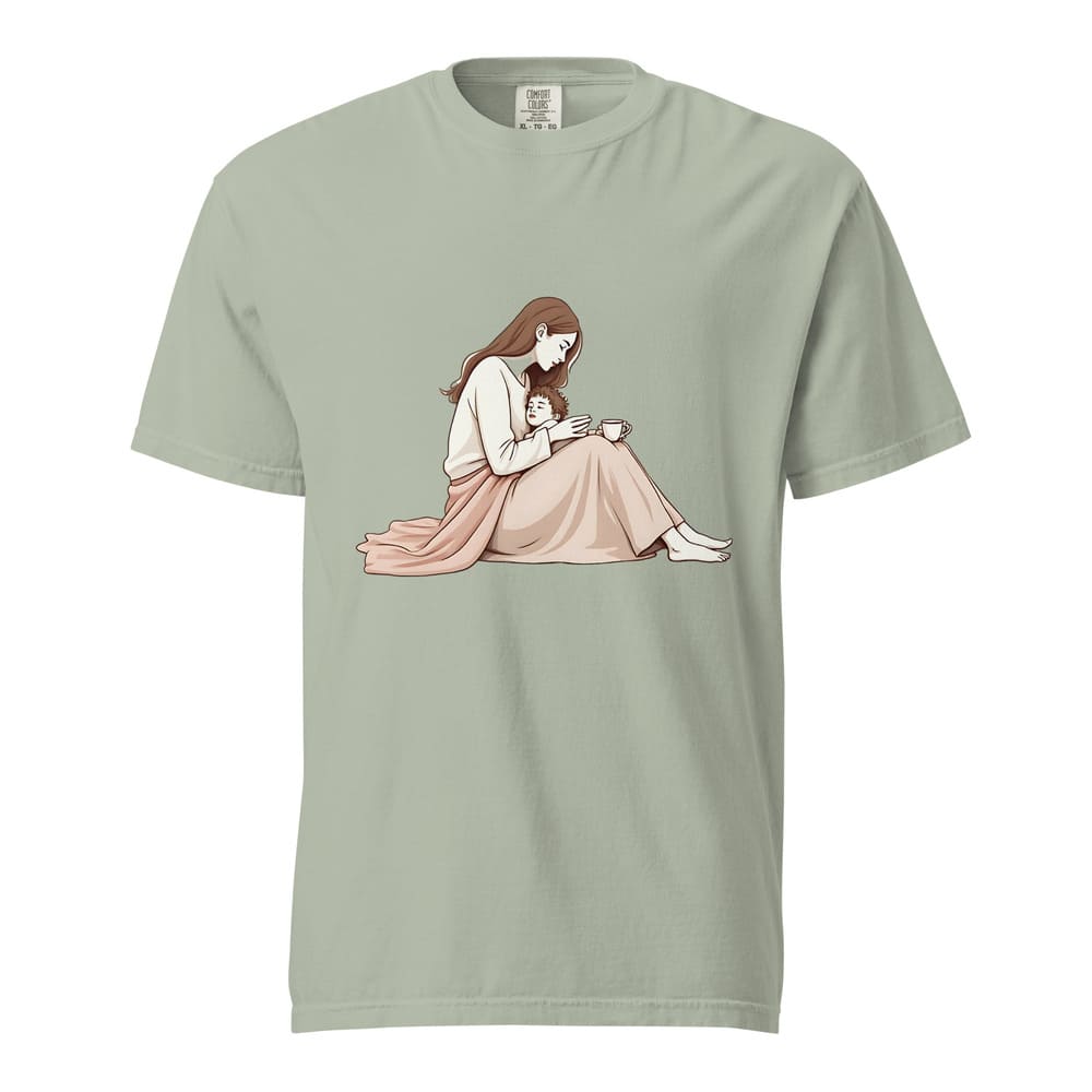 Peaceful Mom and Child Coffee T-Shirt – Garment-Dyed Cotton Comfort