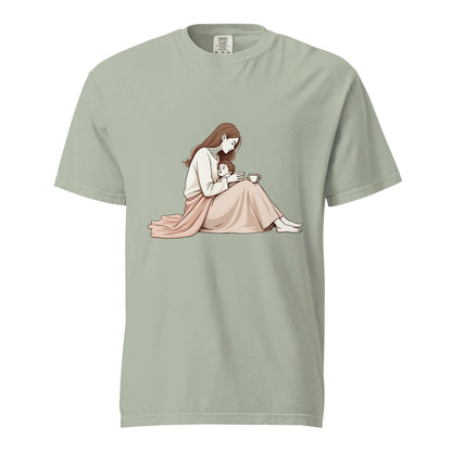 Peaceful Mom and Child Coffee T-Shirt – Garment-Dyed Cotton Comfort