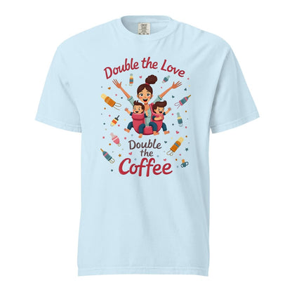 Twin Mom T-Shirt – Double the Love Double the Coffee – Heavy Cotton Tee