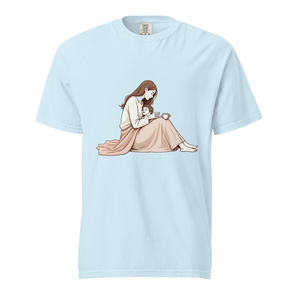 Peaceful Mom and Child Coffee T-Shirt – Garment-Dyed Cotton Comfort