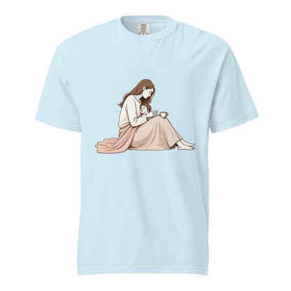 Peaceful Mom and Child Coffee T-Shirt – Garment-Dyed Cotton Comfort