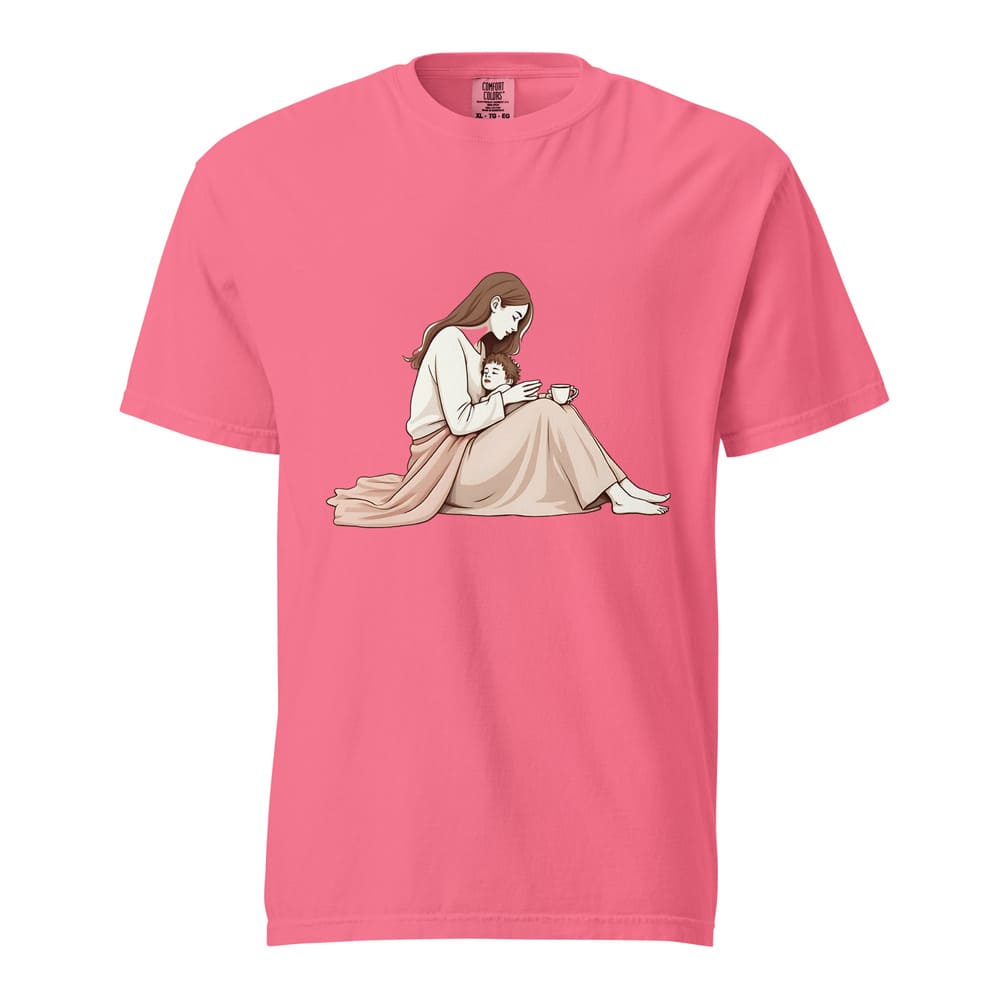 Peaceful Mom and Child Coffee T-Shirt – Garment-Dyed Cotton Comfort