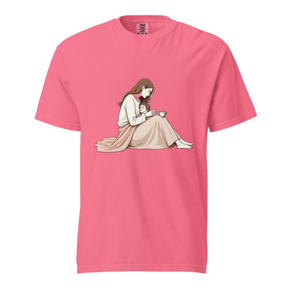 Peaceful Mom and Child Coffee T-Shirt – Garment-Dyed Cotton Comfort