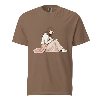 Peaceful Mom and Child Coffee T-Shirt – Garment-Dyed Cotton Comfort