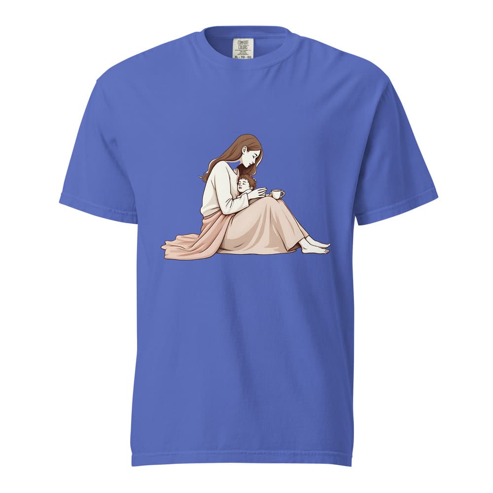 Peaceful Mom and Child Coffee T-Shirt – Garment-Dyed Cotton Comfort