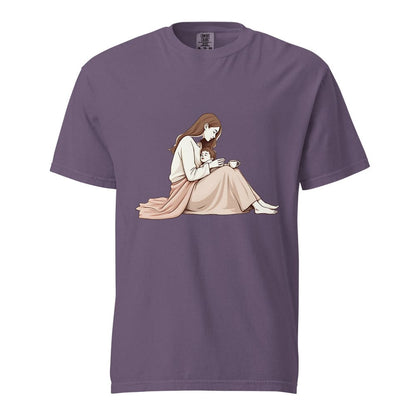 Peaceful Mom and Child Coffee T-Shirt – Garment-Dyed Cotton Comfort