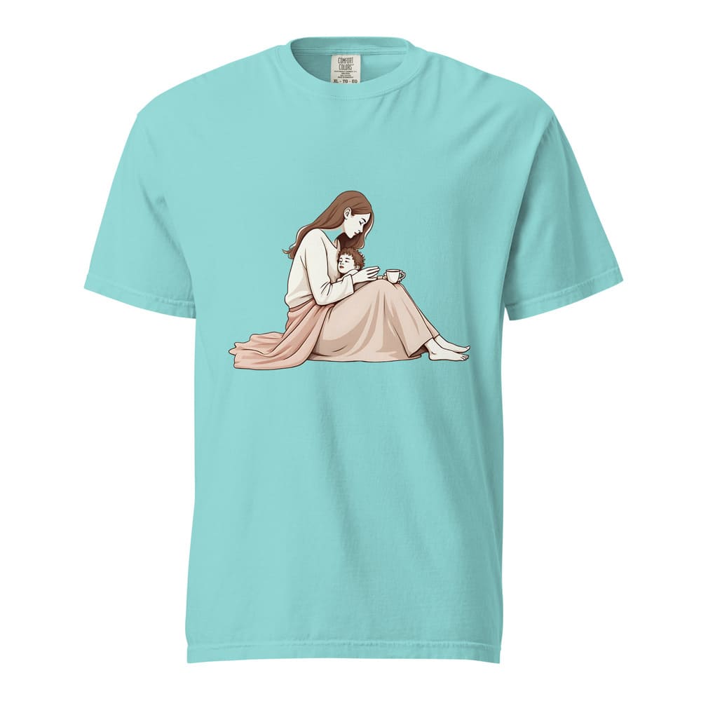 Peaceful Mom and Child Coffee T-Shirt – Garment-Dyed Cotton Comfort