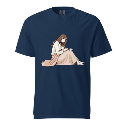 Peaceful Mom and Child Coffee T-Shirt – Garment-Dyed Cotton Comfort