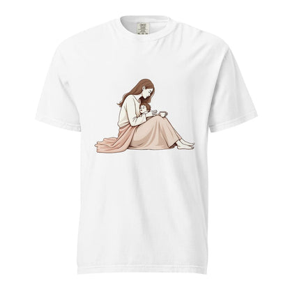 Peaceful Mom and Child Coffee T-Shirt – Garment-Dyed Cotton Comfort