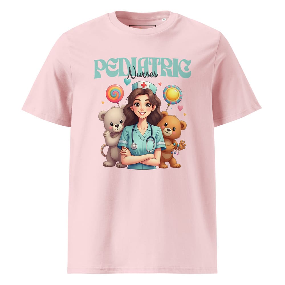 Pediatric Nurse T-Shirt – Cute Bear & Candy Nurse Design – Organic Cotton Tee