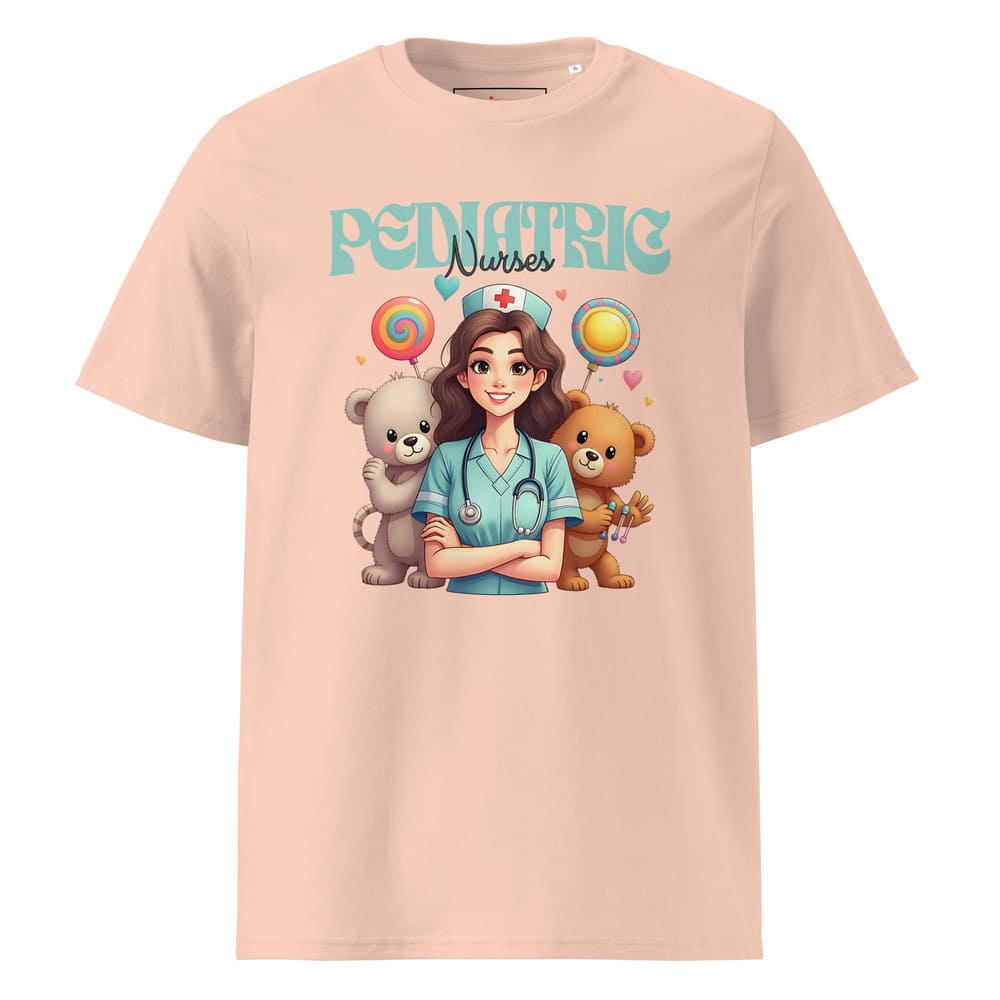 Pediatric Nurse T-Shirt – Cute Bear & Candy Nurse Design – Organic Cotton Tee