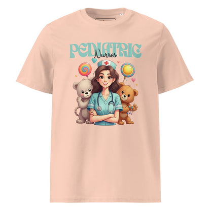 Pediatric Nurse T-Shirt – Cute Bear & Candy Nurse Design – Organic Cotton Tee