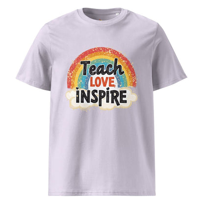Teach Love Inspire Rainbow T-Shirt – Organic Cotton Eco-Friendly Tee for Teachers & Educators