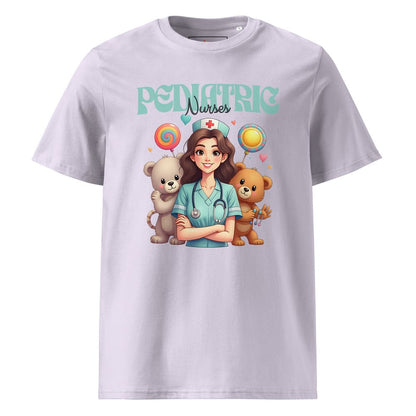 Pediatric Nurse T-Shirt – Cute Bear & Candy Nurse Design – Organic Cotton Tee