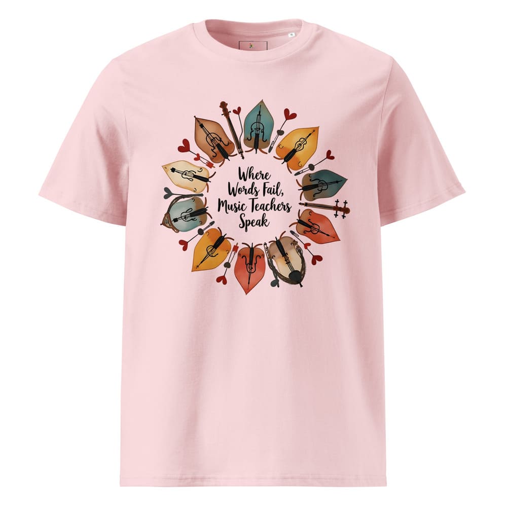 String Instrument Wreath Shirt – Eco-Friendly Music Lover Gift – Violin, Cello, Double Bass Leaf Design – Organic Cotton Apparel