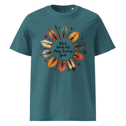 String Instrument Wreath Shirt – Eco-Friendly Music Lover Gift – Violin, Cello, Double Bass Leaf Design – Organic Cotton Apparel