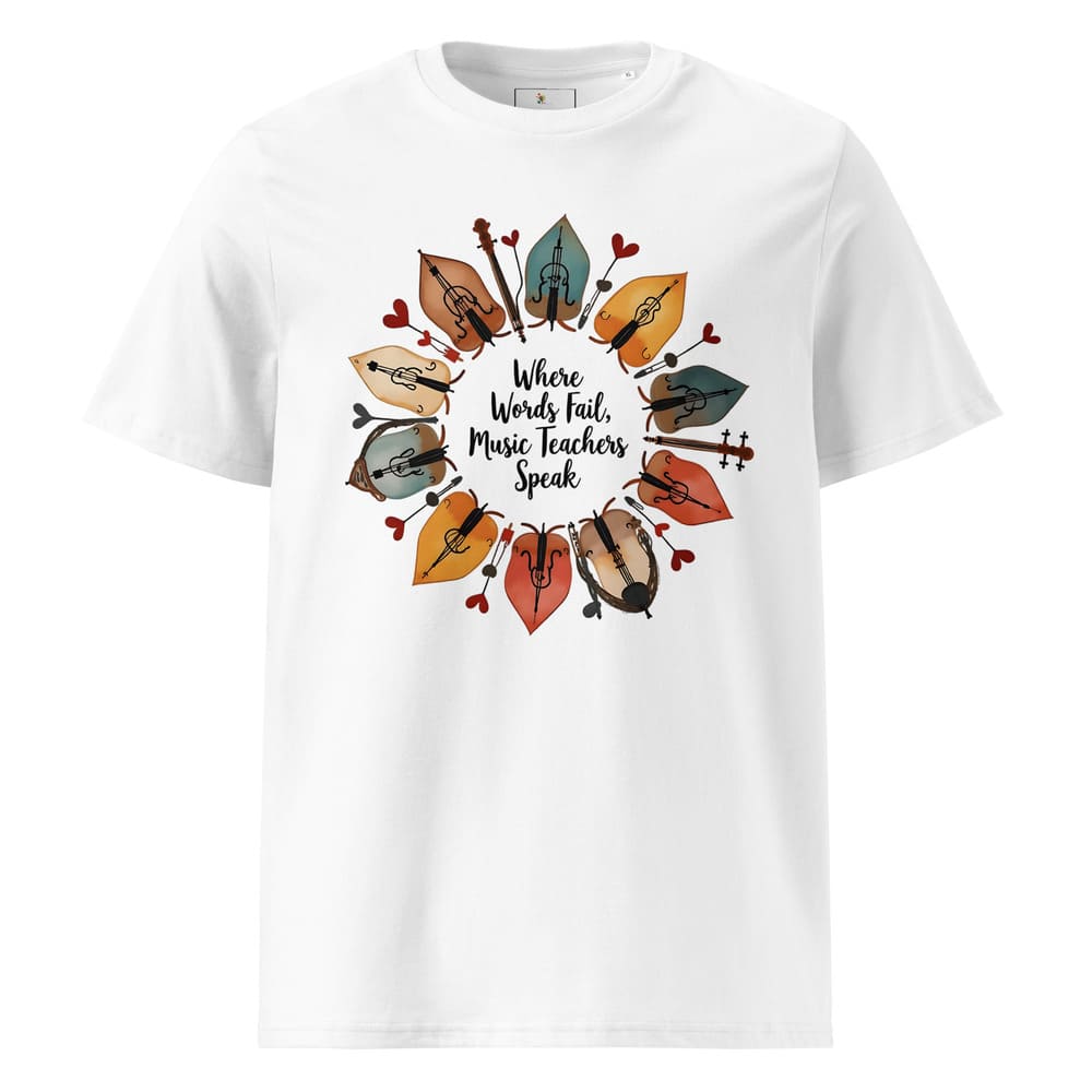 String Instrument Wreath Shirt – Eco-Friendly Music Lover Gift – Violin, Cello, Double Bass Leaf Design – Organic Cotton Apparel